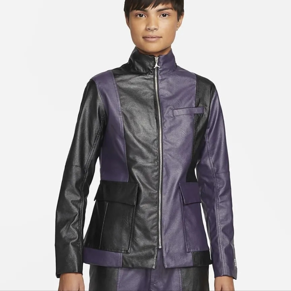 Nike Jordan Faux Leather Jacket Women Sz:XS  Black Classics Capsule DJ2716 010